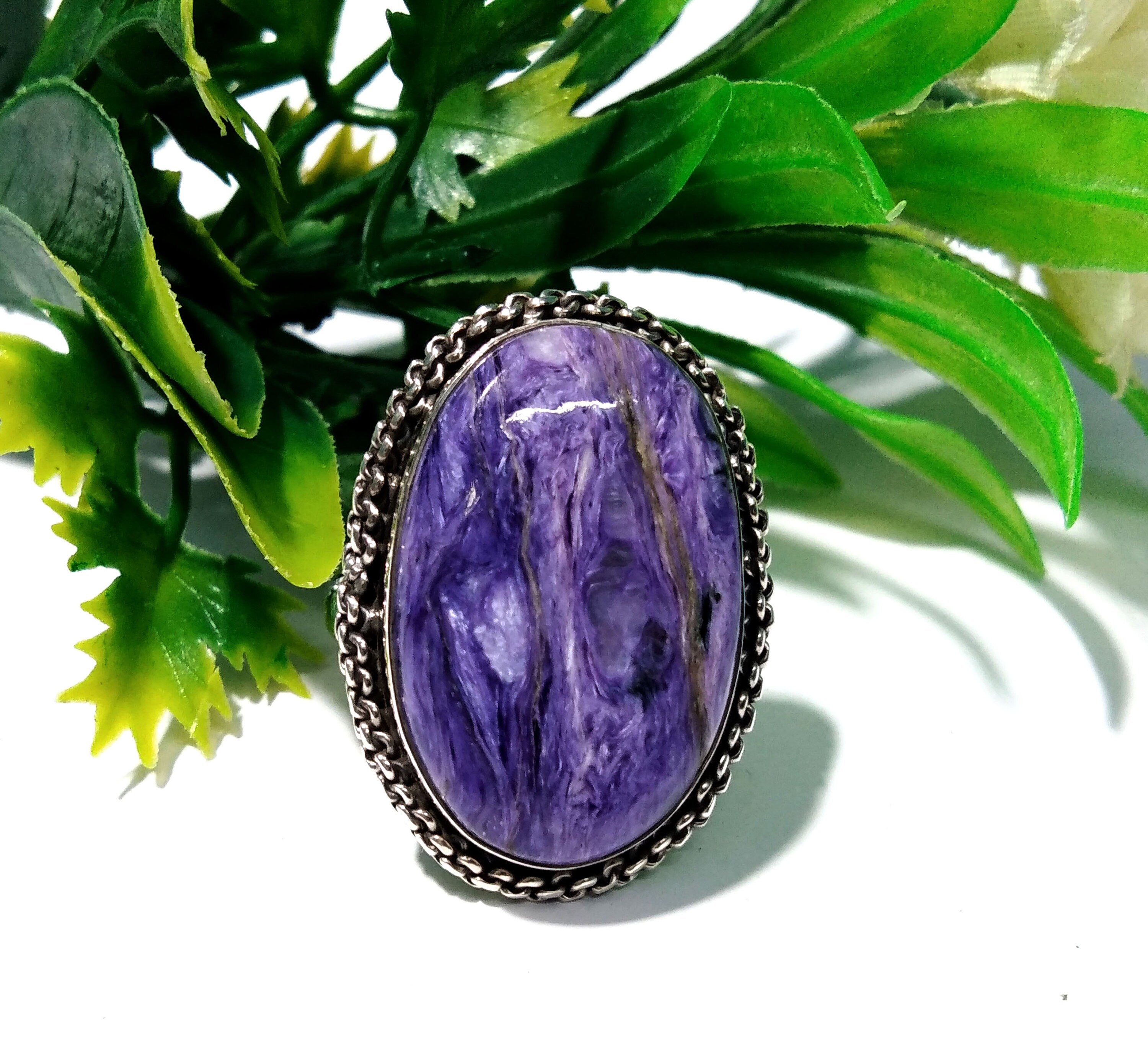 Natural Charoite Gemstone Ring, 925 Starling Silver Ring, Amazing Design Purple Color Charoite Stone Ring, Handmade Ring, For Girls & Women.